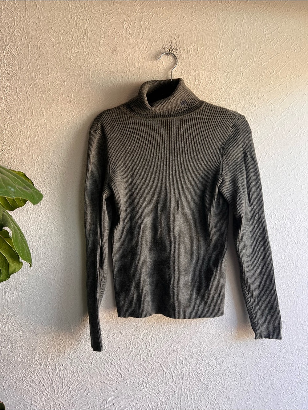 Ralph Lauren cotton ribbed monogram Turtleneck small